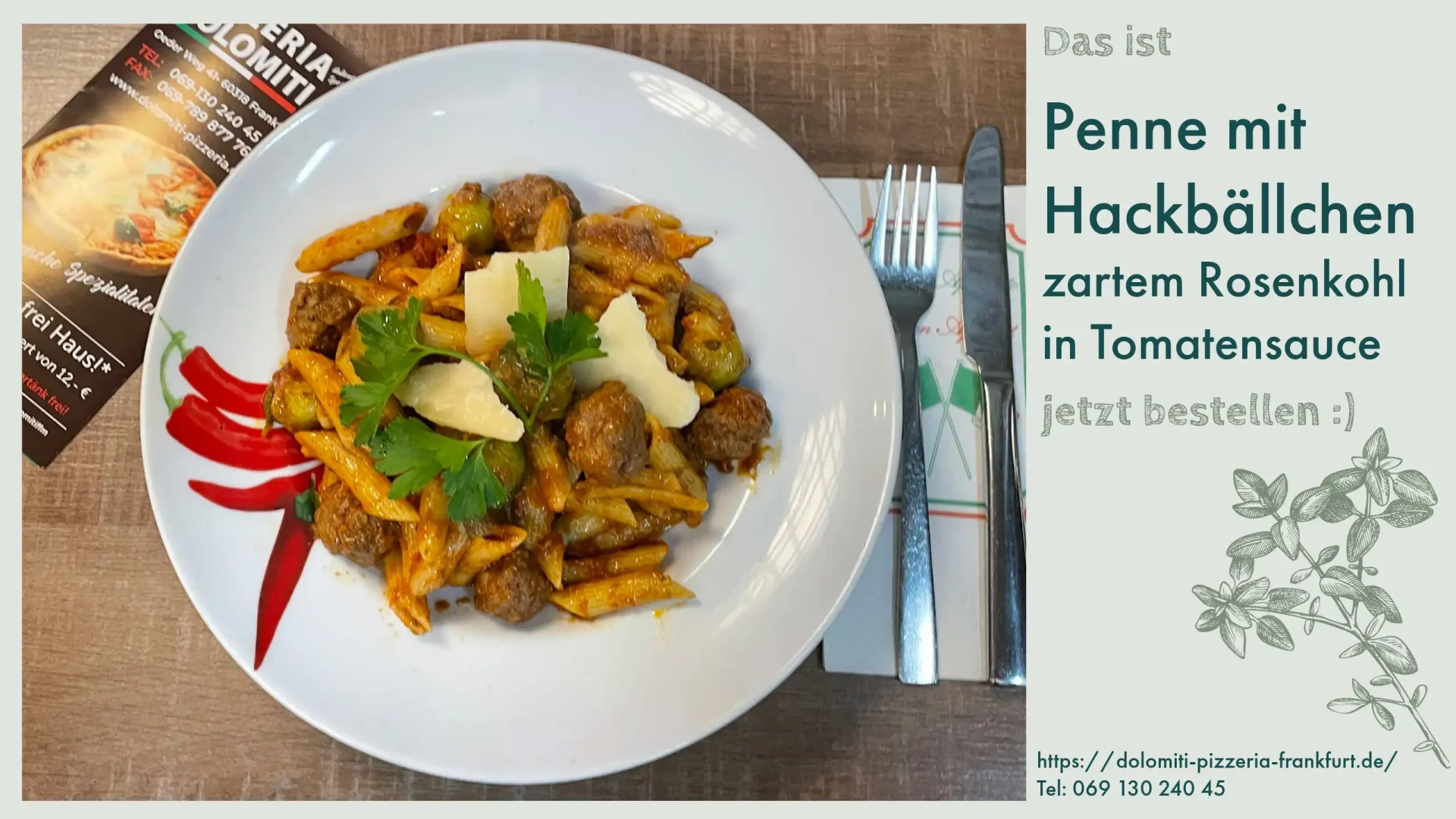 Penne mit Hackbällchen