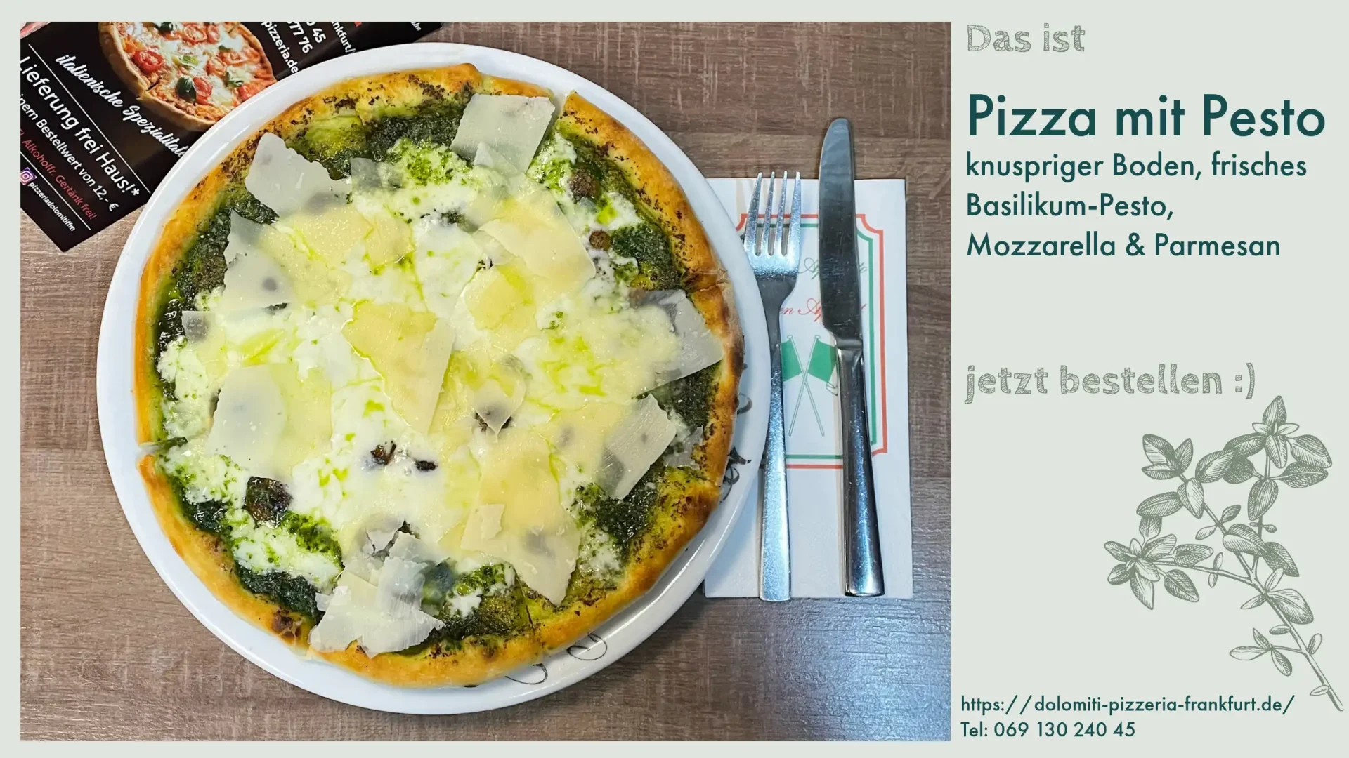 Pizza mit Pesto