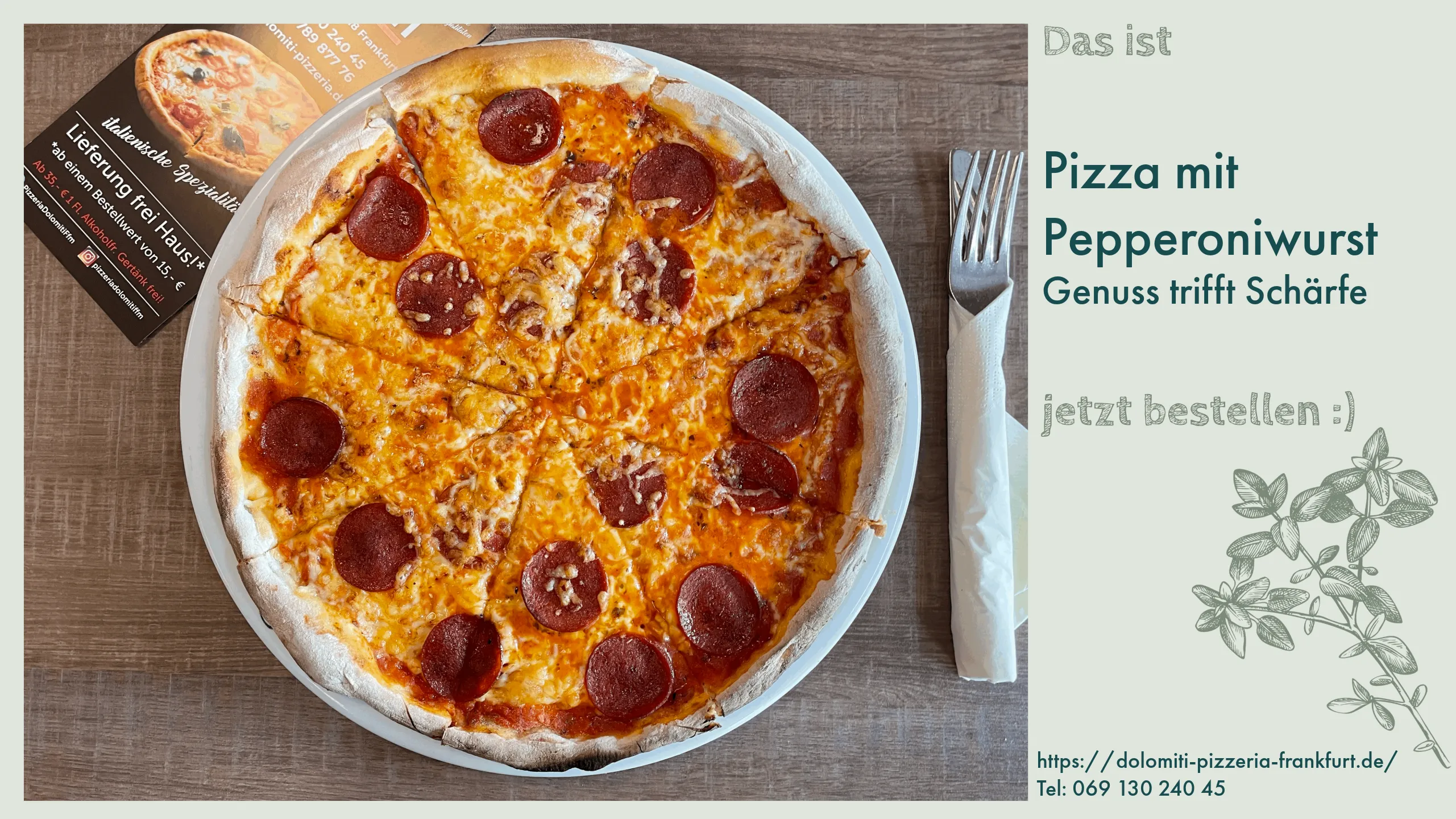 Pizza mit Peperoniwurst